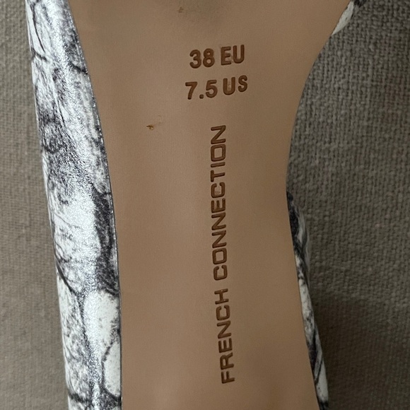 French Connection Kandy Heels Black White Marble D’Orsay Pumps Women’s Size 7.5 - Picture 6 of 9